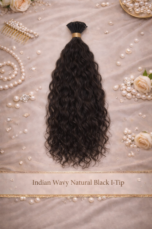 Indian Wavy Natural Black I-Tip